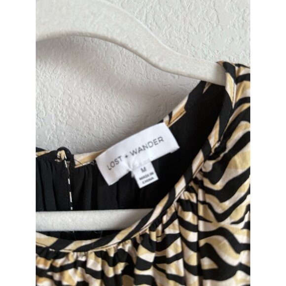 Lost + Wander Can’t Be Tamed Animal Print Mini Dress Smocked Waist Womens Size M - Picture 10 of 16